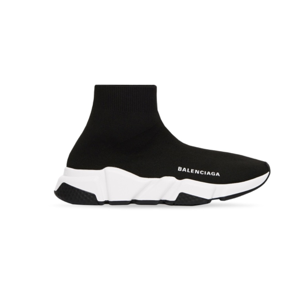 BALENCIAGA: WOMEN'S SPEED RECYCLED KNIT SNEAKER IN BLACK/WHITE, SIZE 36